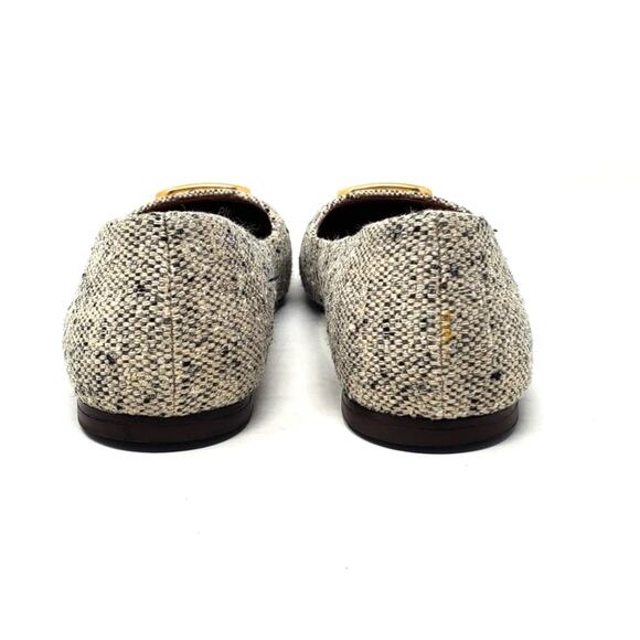 Tory Burch Georgia Ballet Flats Square Toe Rustic Linen Wool Gold 87306 Size 8 M - Picture 7 of 12